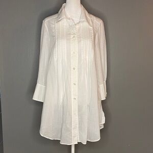 Diane von Furstenberg White
Chemise Cotton Blend Button-Down Shirt - Size 10